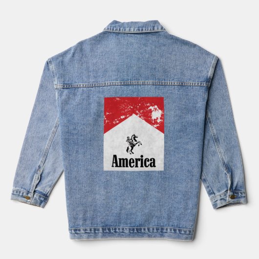 Red White Cowboy Amerika Denim Jacket (Achterkant)