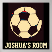 Red White Cream Black Soccer Ball Custom Name Room Poster (Voorkant)