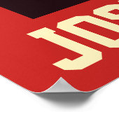 Red White Cream Black Voetbal Aangepaste naam Room Poster (Hoek)