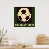 Red White Cream Green Soccer Ball Custom Name Room Poster (Keuken)