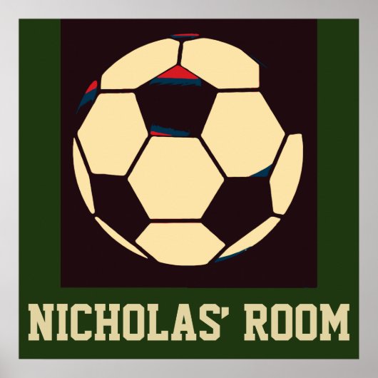 Red White Cream Green Soccer Ball Custom Name Room Poster (Voorkant)