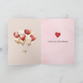 Red White Cream Hearts Love Valentine's Day Kaart (Binnen)