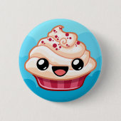 Red/White Cupcake - Happy Jump Ronde Button 5,7 Cm (Voorkant)