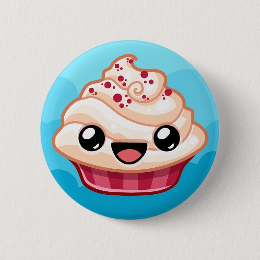Red/White Cupcake - Happy Jump Ronde Button 5,7 Cm (Voorkant)