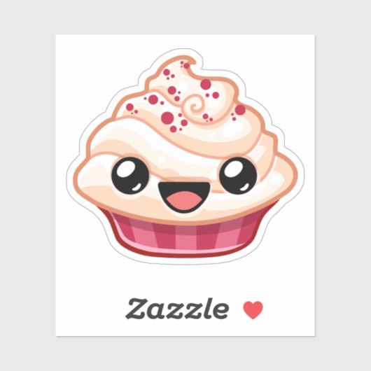 Red/White Cupcake - Happy Jump Sticker (Vel)