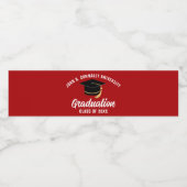 Red White Custom School Afstudeerfeest Waterfles Etiket (Enkel label)