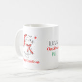 Red & White Cute Cat Custom Name Merry Christmas Koffiemok (Voorkant links)