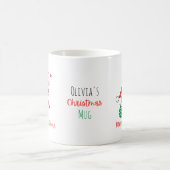 Red & White Cute Cat Custom Name Merry Christmas Koffiemok (Center)