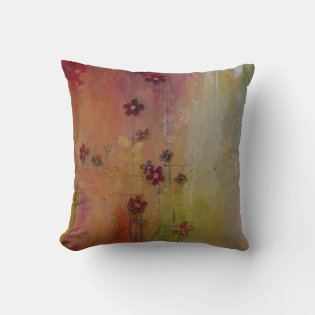 Red & White Daisies Pillow Kussen (Voorkant)