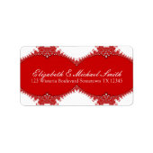 Red White Decor Lace Address Sticker Label (Voorkant)