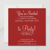 Red White digi-Lace Party of Birthday Invitation Kaart (Achterkant)