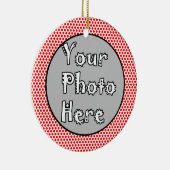 Red White Dot Black Trim Photo Lijst Keramisch Ornament (Rechts)
