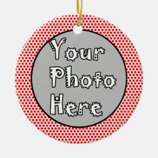 Red White Dot Black Trim Photo Lijst Keramisch Ornament