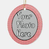 Red White Dot Black Trim Photo Lijst Keramisch Ornament (Links)