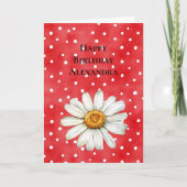Red White Dots Daisy Flower Birthday Kaart (Voorkant)