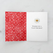 Red White Dots Daisy Flower Birthday Kaart (Binnen)