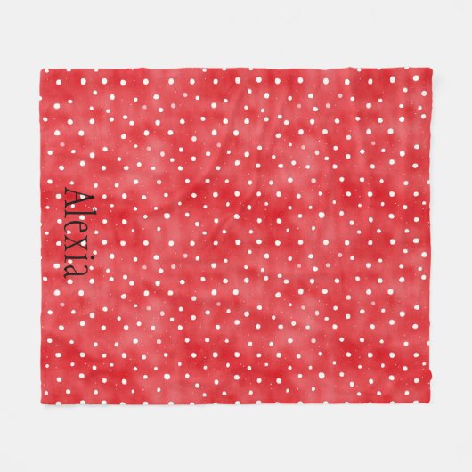 Red White Dots Fleece Deken (Voorkant (Horizontaal))