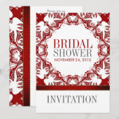 Red White Doves Batik Vrijgezellenfeest Party Invi Kaart (Voorkant / Achterkant)