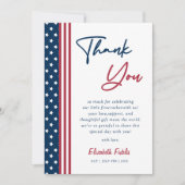 Red White & Due 4 juli Baby shower Bedankkaart (Voorkant)