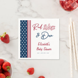 Red White & Due 4 juli Baby shower Servet