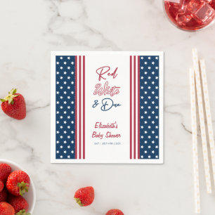 Red White & Due 4 juli Baby shower Servet