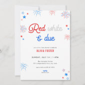 Red White & Due 4 juli Baby shower Uitnodiging (Voorkant)