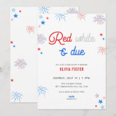 Red White & Due 4 juli Baby shower Uitnodiging (Voorkant / Achterkant)