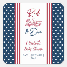 Red White & Due 4 juli Baby shower Vierkante Sticker