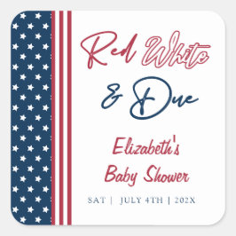 Red White & Due 4 juli Baby shower Vierkante Sticker