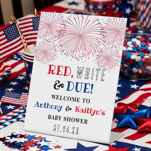 Red, White & Due! 4 juli babyshower welkom Reclamebord Met Voetstuk