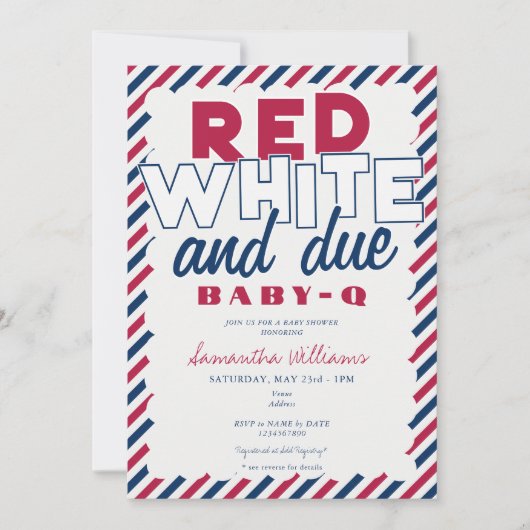 Red White & Due 4th of July BABY-Q BBQ Baby shower Kaart (Voorkant)