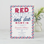Red White & Due 4th of July BABY-Q BBQ Baby shower Kaart (Staand voorkant)