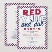 Red White & Due 4th of July BABY-Q BBQ Baby shower Kaart (Voorkant / Achterkant)