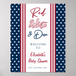 Red White & Due 4th of July Baby shower Welkom Poster