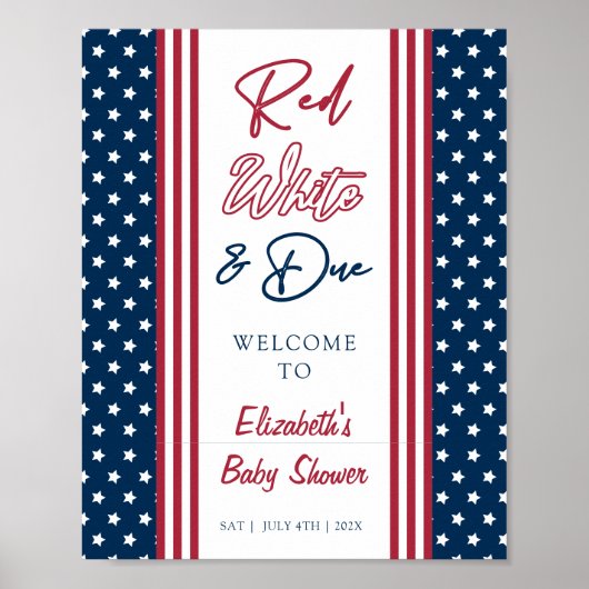 Red White & Due 4th of July Baby shower Welkom Poster (Voorkant)