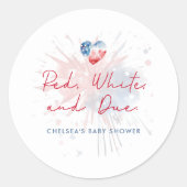 Red White & Due Baby Shower  Ronde Sticker (Voorkant)