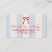 Red White & Due Bow Blue Stripes Baby Book Request Informatiekaartje (Voorkant)