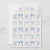 Red White & Due Bow Stripes Boy Baby Shower Kaart (Achterkant)