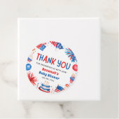 Red, White & Due Gender Neutral Baby Shower Bedankjes Labels (In situ)