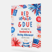 Red White & Due Genderneutraal Baby shower Welkom Acryl Bord (Hoek)