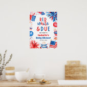 Red White & Due Genderneutraal Baby shower Welkom Poster (Keuken)