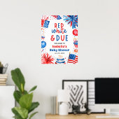 Red White & Due Genderneutraal Baby shower Welkom Poster (Thuiskantoor)