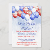 Red White & Due Independence Day Baby Shower Kaart (Voorkant)