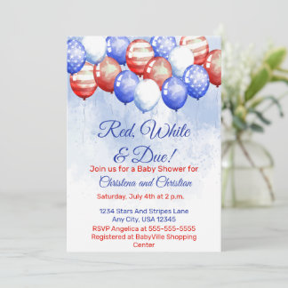 Red White & Due Independence Day Baby Shower Kaart