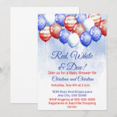 Red White & Due Independence Day Baby Shower Kaart (Voorkant / Achterkant)