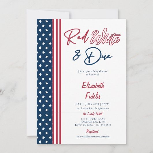 Red White & Due Stars 4 juli Baby shower Kaart (Voorkant)