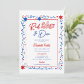 Red White & Due Stars 4 juli Baby shower Kaart (Staand voorkant)