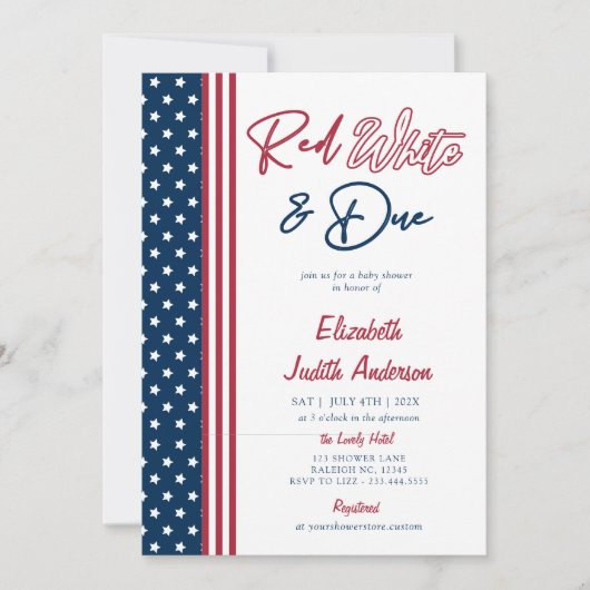 Red White & Due Stars 4 juli Baby shower Kaart (Voorkant)