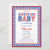 Red White & Due Stars 4 juli Baby shower Kaart (Voorkant)