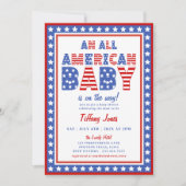 Red White & Due Stars 4 juli Baby shower Kaart (Voorkant)